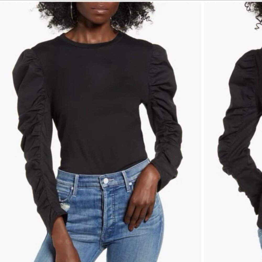 English Factory Puff Sleeve Poplin Top